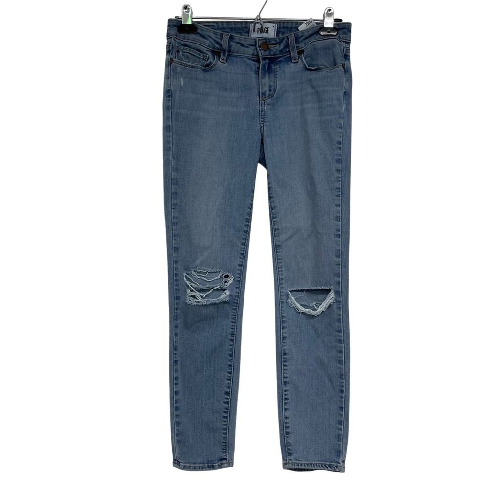 Paige Verdugo Crop Light Wash Distressed Jeans Womens 26 Blue Casual Fall Denim